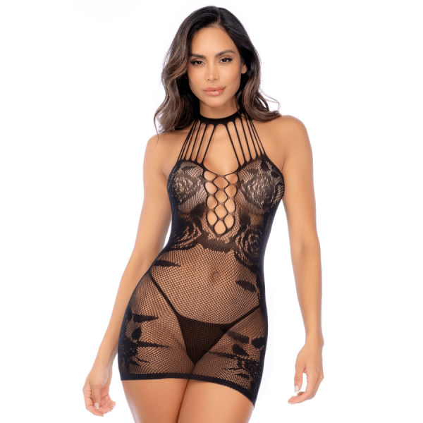 Robe en résille noire florale - Mapalé